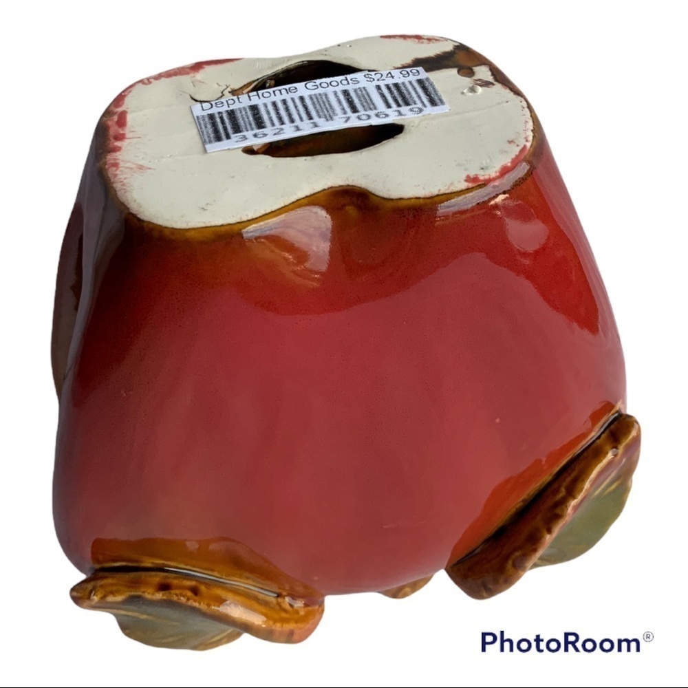 Apple Ceramic Napkin Holder Glazed Hand Painted Rustic Glazed Ceramic - Picture 6 of 14